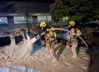 Požar v Mengšu: Trije avtomobili zgoreli sredi noči #Foto